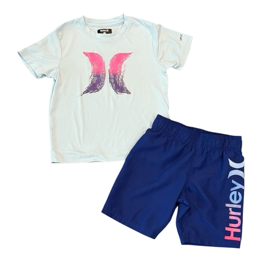 Hurley swim trunks and rashguard